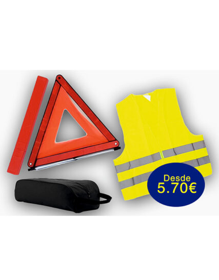 oferta kits de emergencia, seguridad vial, triángulo homologado, chaleco homologado, chaleco reflectante, bolsas de emergencia,